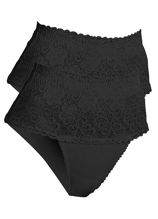 FREEMANS Pack of 2 Black Lace Shaping Briefs  PLUS Size UK 24    (FS98-6)