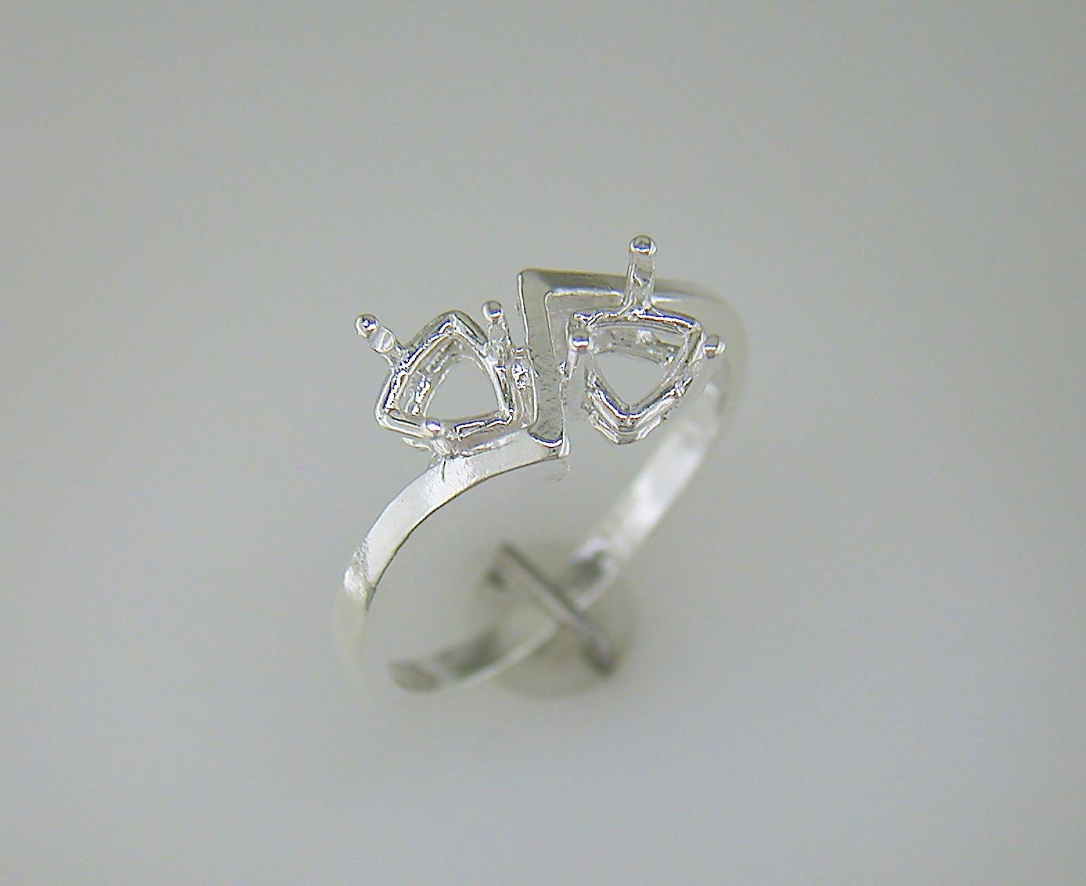 6 mm Double Trillion Ring Setting Sterling Silver