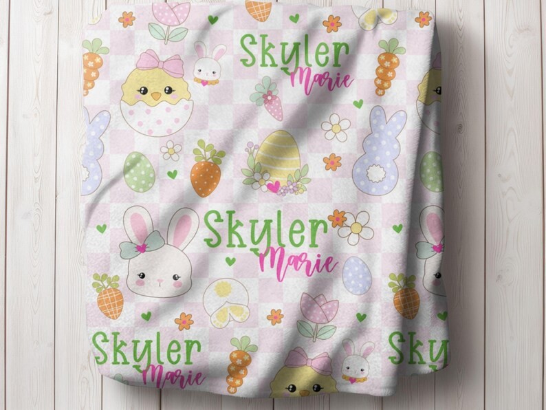 Personalized Easter Blanket Custom Gift For Kids Baby Family Soft Throw
