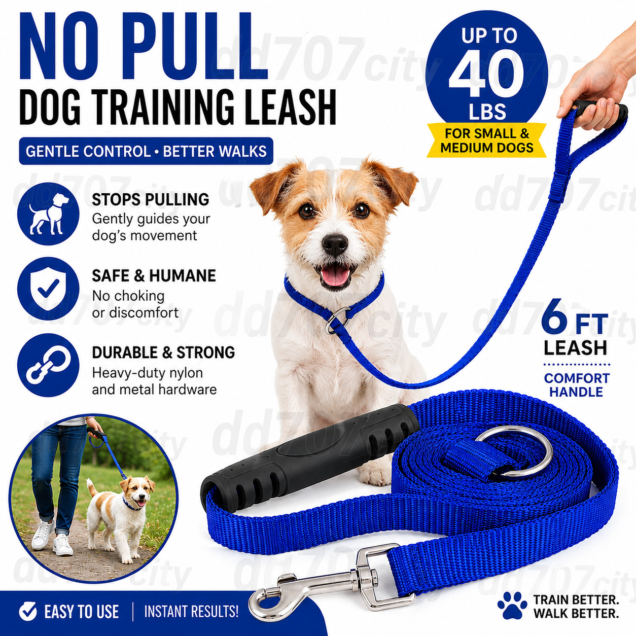 No Pull Dog Training Leash Slip Lead Walking Lead for Small Dogs Up to 40 lb