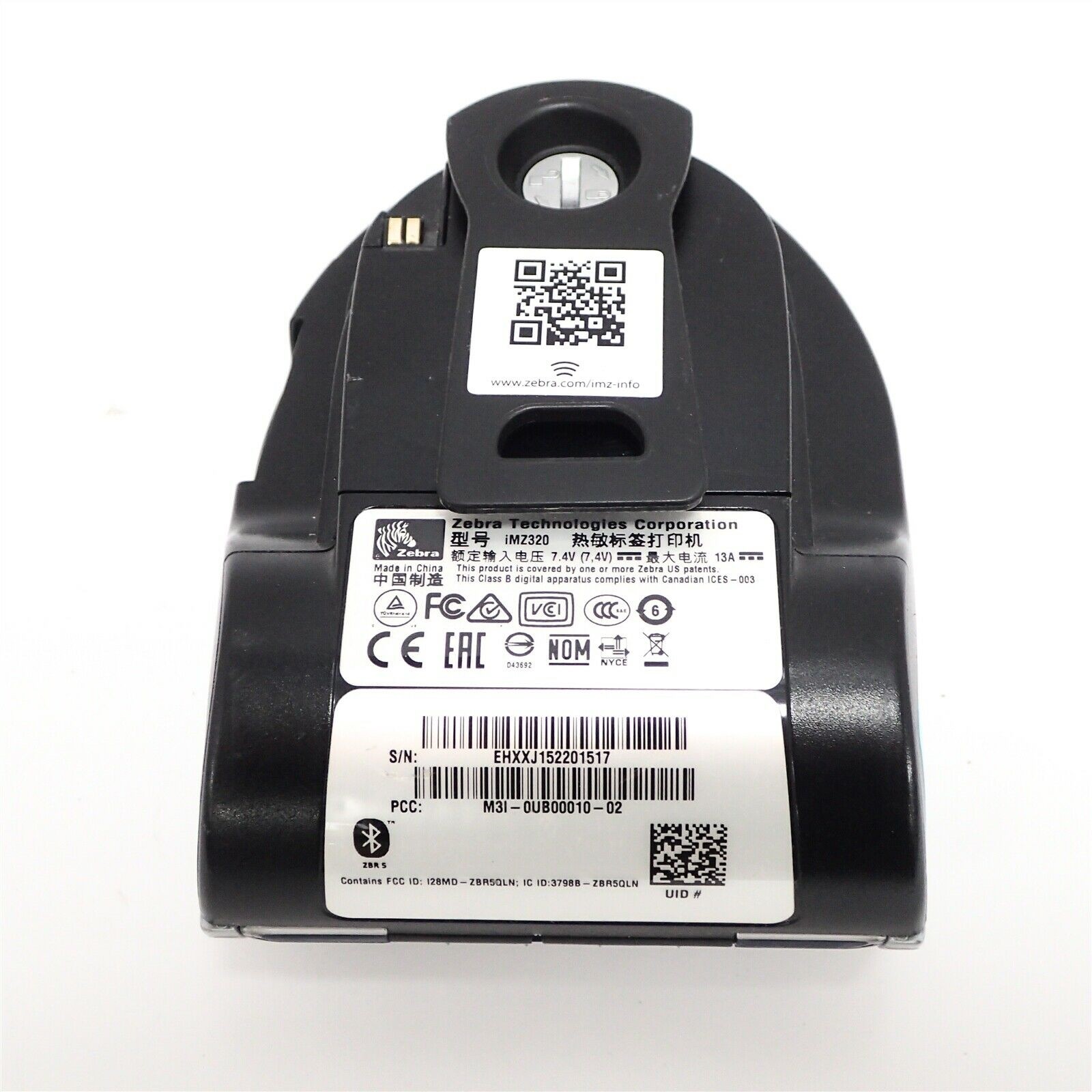 Zebra iMZ320 Mobile Wireless Bluetooth Thermal Receipt Printer M3I-0UB00010-02