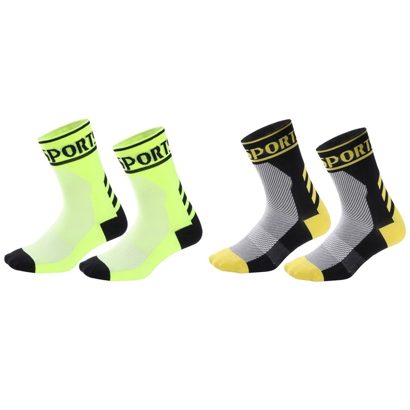 2Pairs Cycling Socks Riding Bicycle Bike Sports Ankle Socks XC MTB Green Black