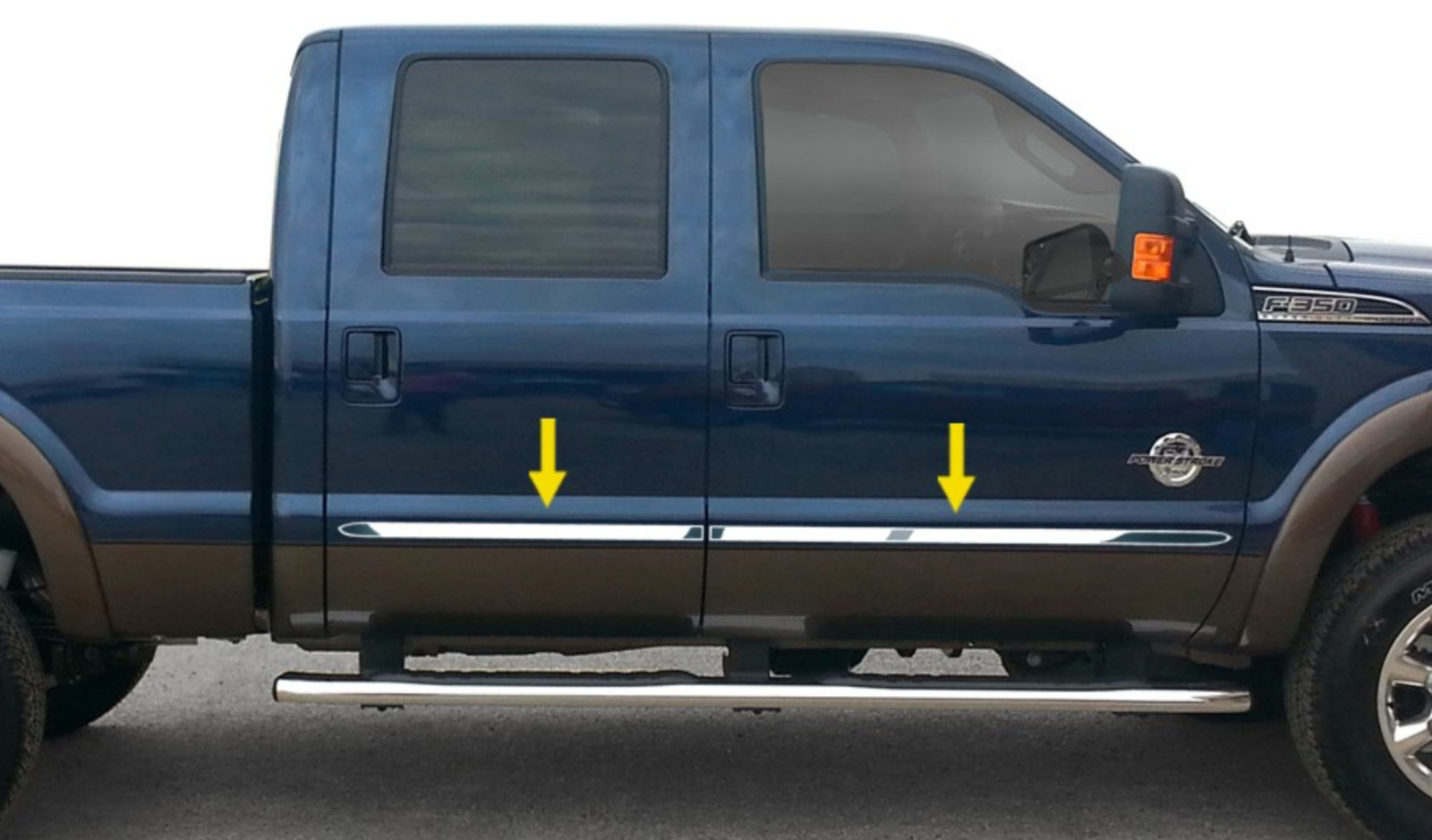 2008-2016 Ford F-250/F-350 SuperCrew Body Side Molding 4Pc Trim 1" 4 Full Doors