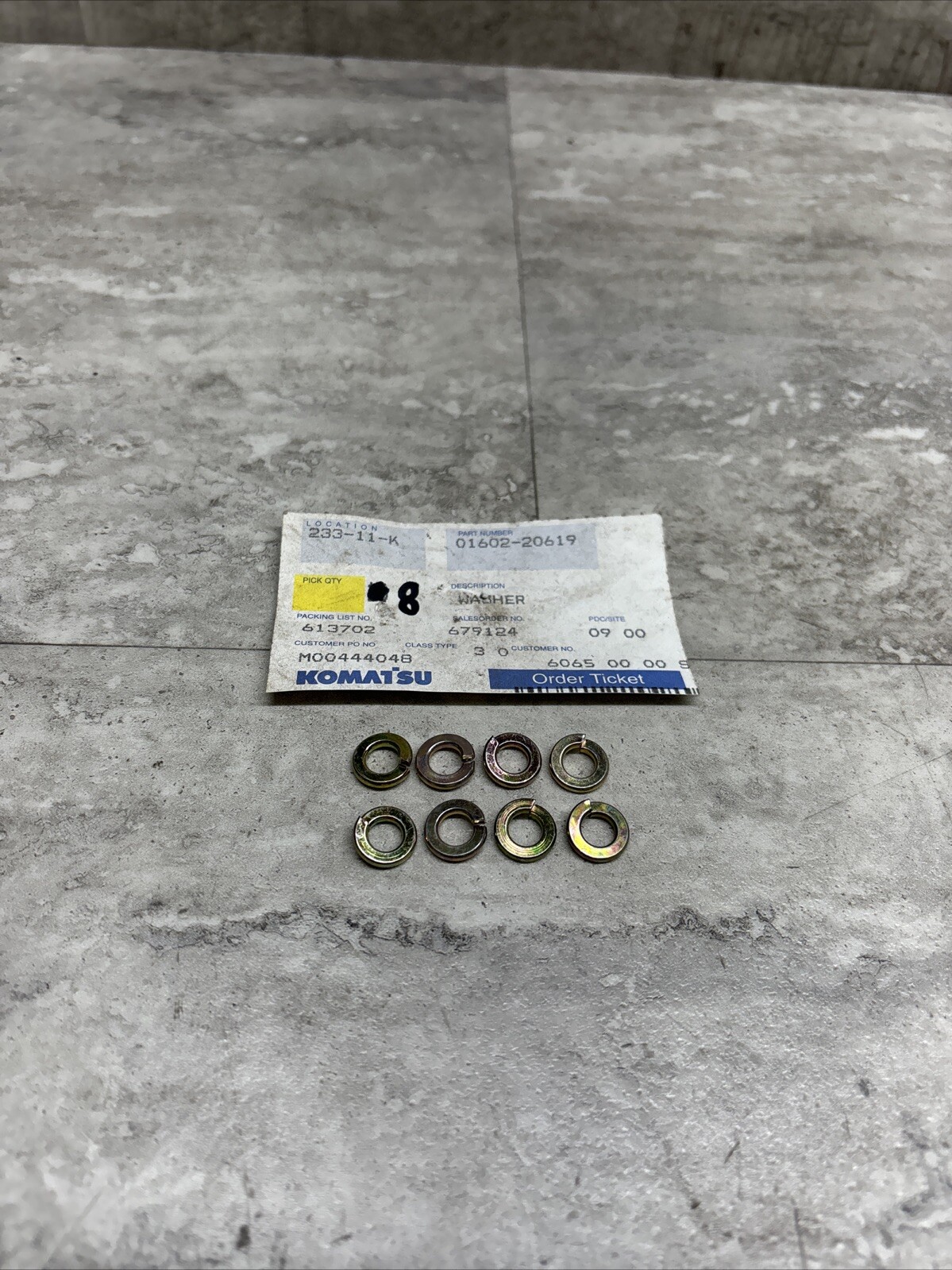Lot Of 2 OEM Komatsu 01602-20619 Split Lock Washer, New