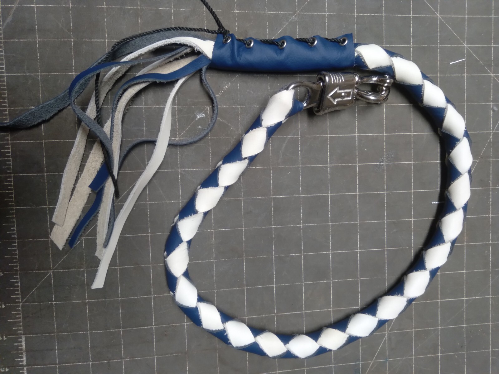 Special request whip getback motorcycle Blue and white whip