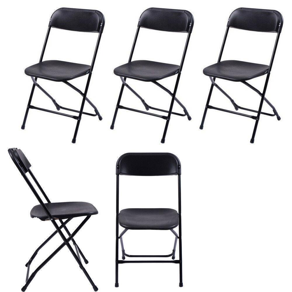 12PCS Folding Plastic Chair Wedding Party Outdoor Indoor 360LBS Capacity Black