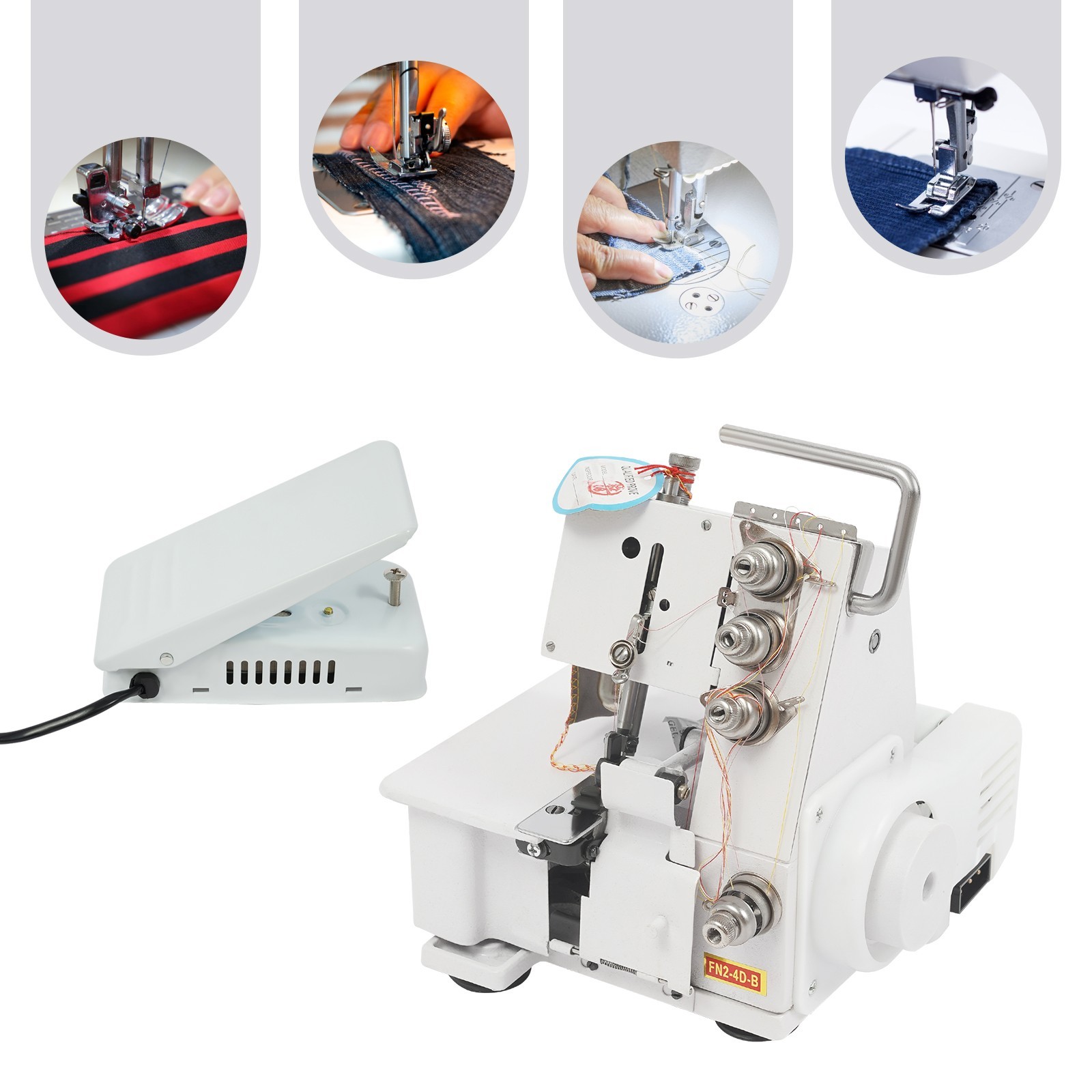 Professional 4 Thread Serger Overlock Sewing Machine 4-Line with Foot Controller