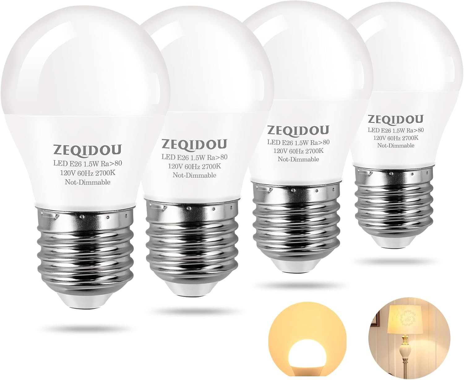 Low Watt LED Light Bulbs 1.5W Equivalent 10W 15W 20W Warm White 1.5w Pack-4