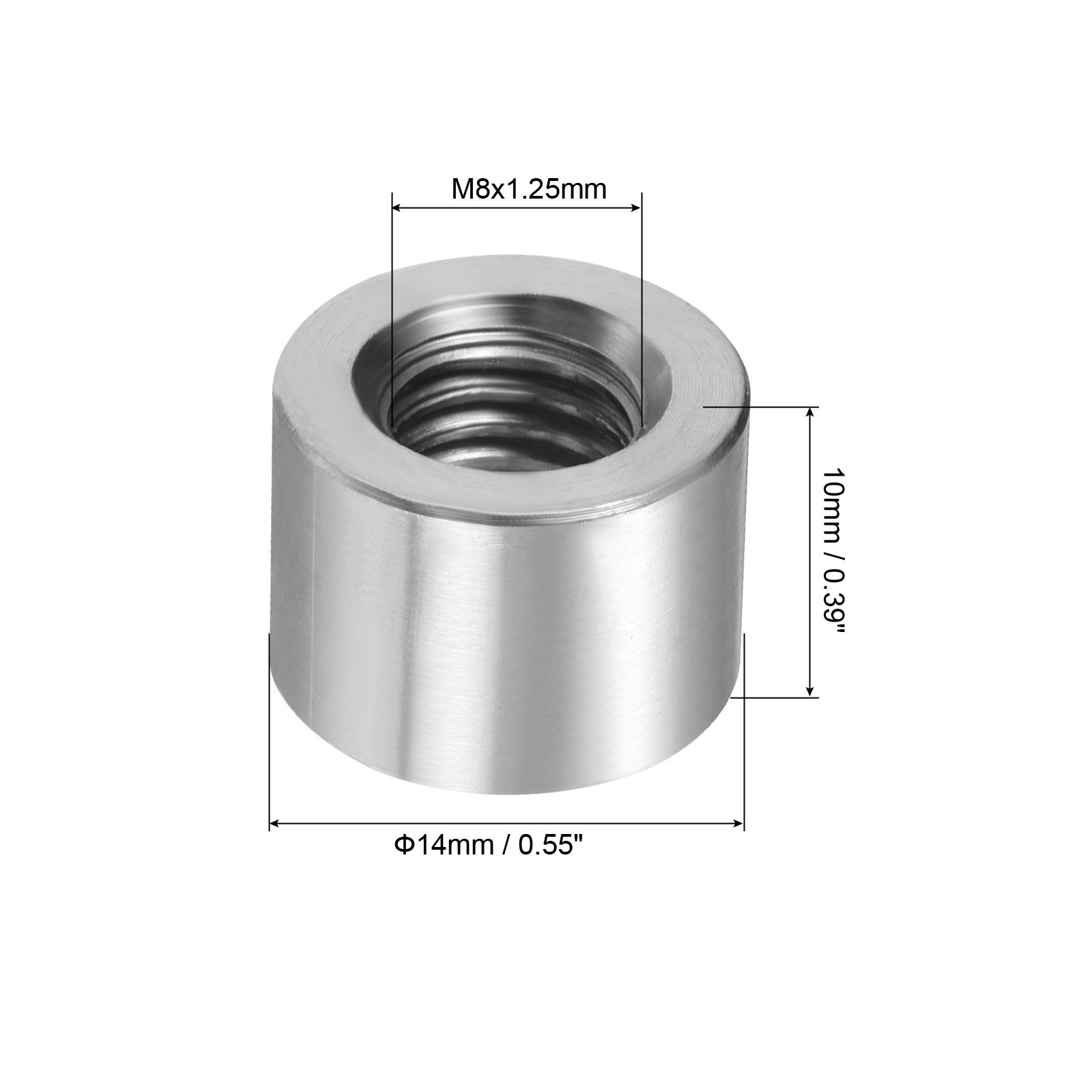 5Pcs Round Connector Nuts, M8x10x14mm Coupling Nut Sleeve Rod Bar Stud Nut