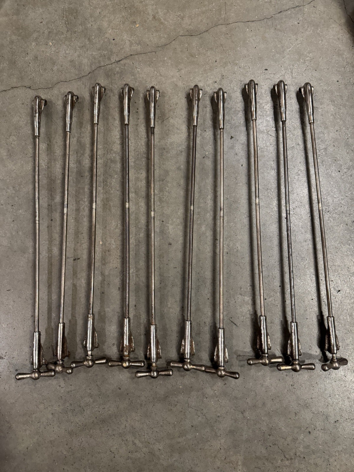 (10) Leedy Bass Drum Threaded Single-Tension T-Rod-Claws VINTAGE ROUGH #OH1