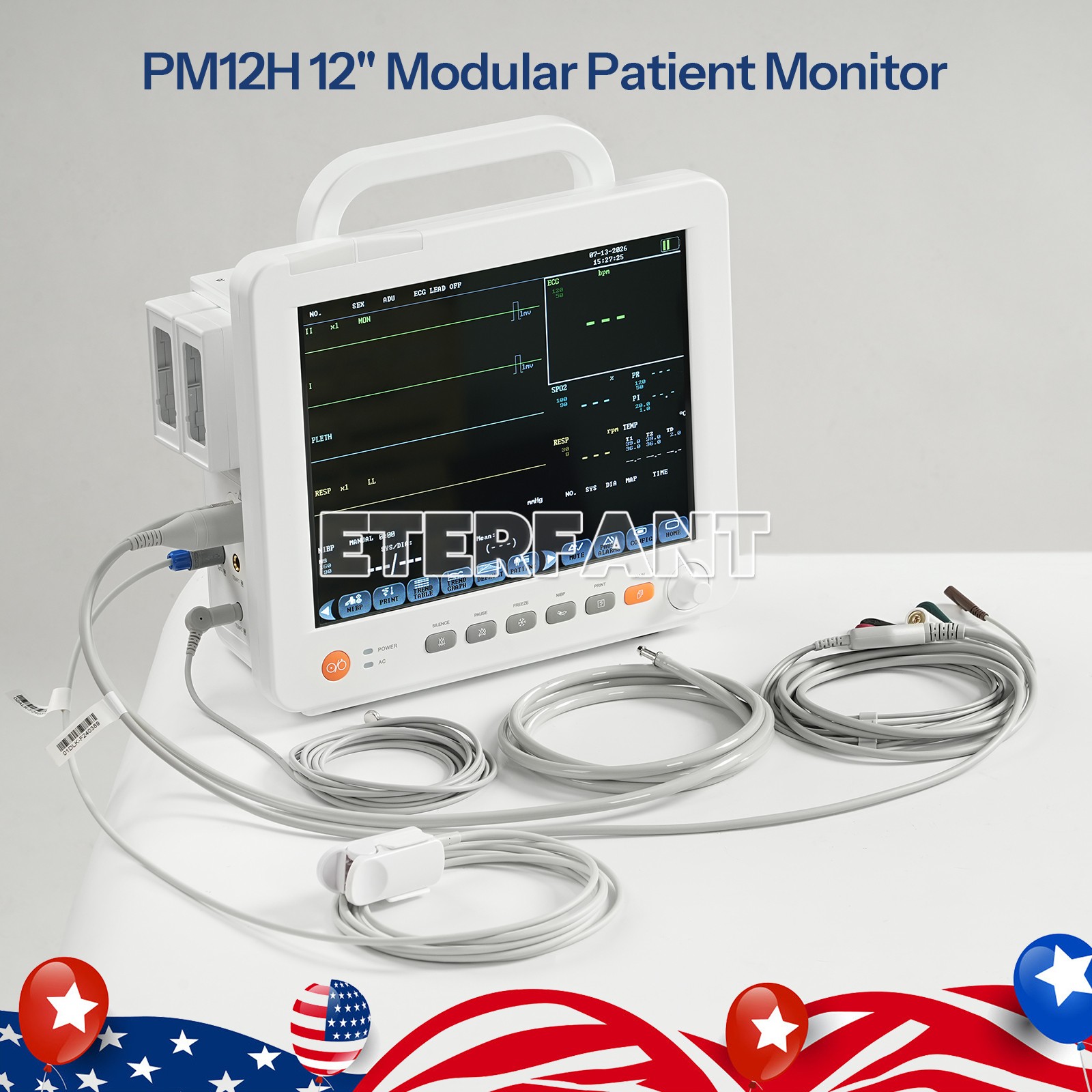 ENTERFANT 12" Modular Patient Monitor Vital Sign Optional Modules EtCO2 and IBP