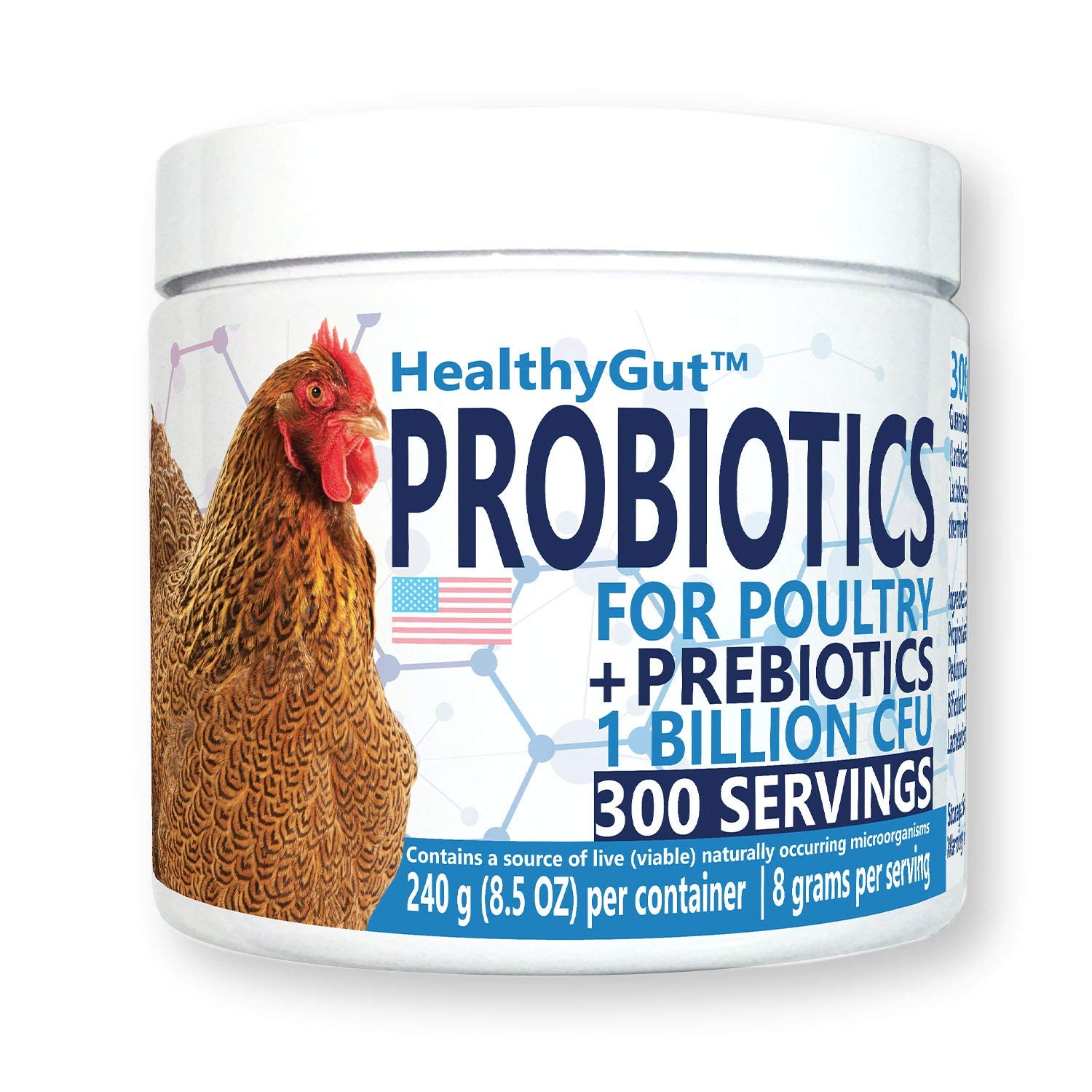 HealthyGut Probiotics for Chickens & Poultry, All-Natural Digestive System Di...