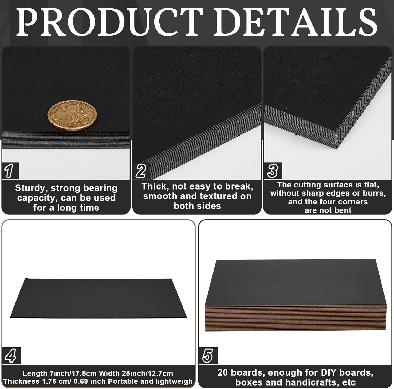 Versatile 20 Pcs 7 x 5 Inch Chipboard Sheets - Essential Bookbinding Supplies