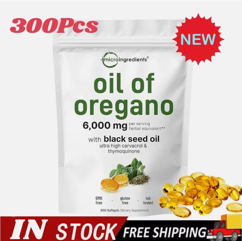 Oil of Oregano 300 Softgels with Black Seed Oil - 6000mg Oregano Oil Strength CA