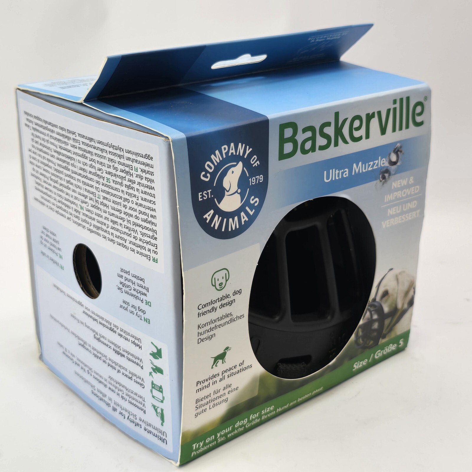 "New Baskerville Ultra Muzzle Size 5: Safe, Humane Design for Dogs"