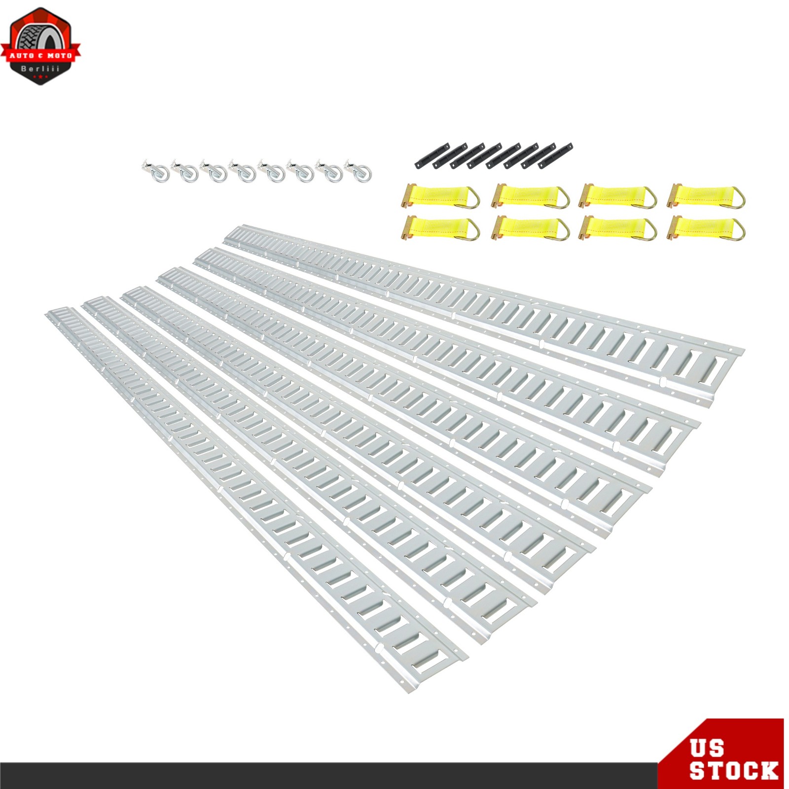 8' E Track Tie Down Enclosed Trailer 30 Pack With End Caps Straps Rings For ATV