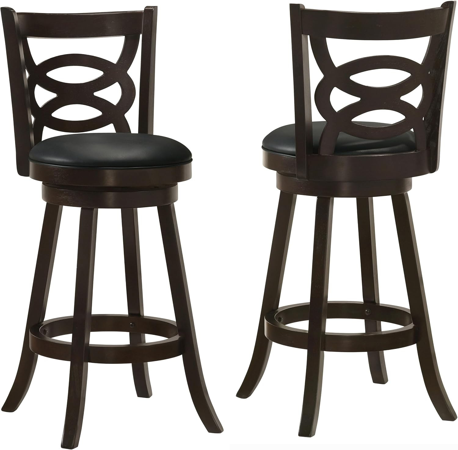 Calecita 30" Swivel Bar Stools - Set of 2 with Padded Seat - Cappuccino
