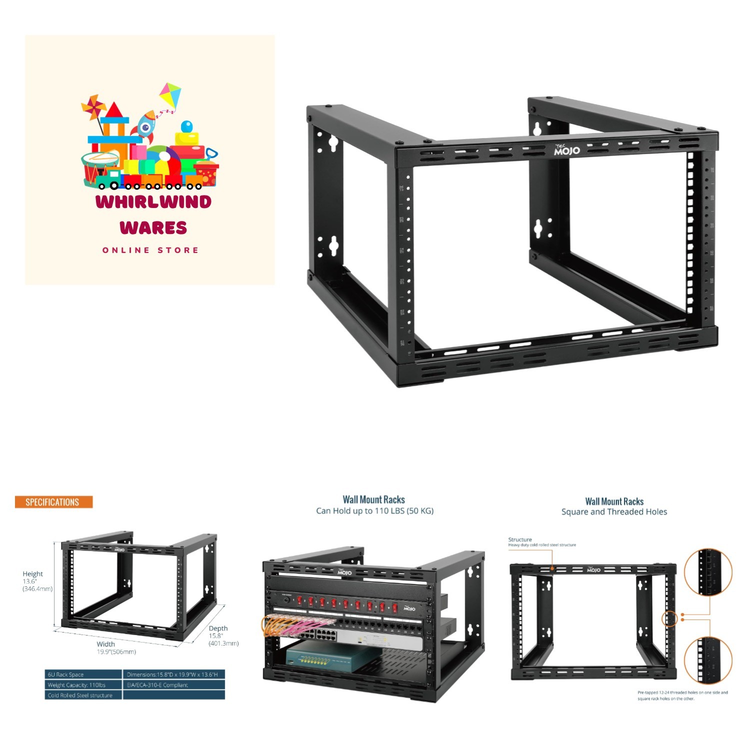 6U Wall Mount Network Rack 15.8” Depth - Heavy Duty & Versatile Server Storage