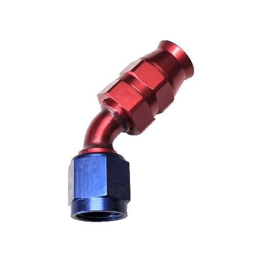 6AN PTFE 45 DEGREE HOSE ADAPTER FITTING RED/BLUE. POWER STEERING And FUEL