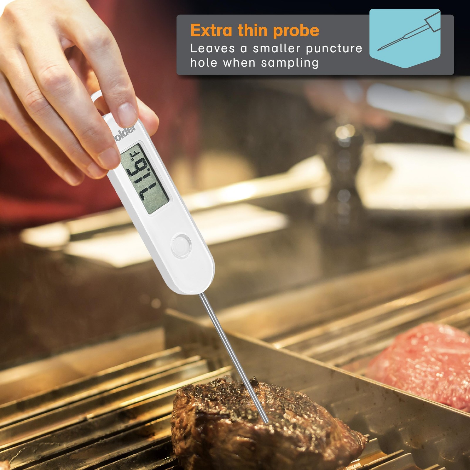 Polder Stable-Read Instant Read Thermometer, Digital Thermometer for Cooking,...