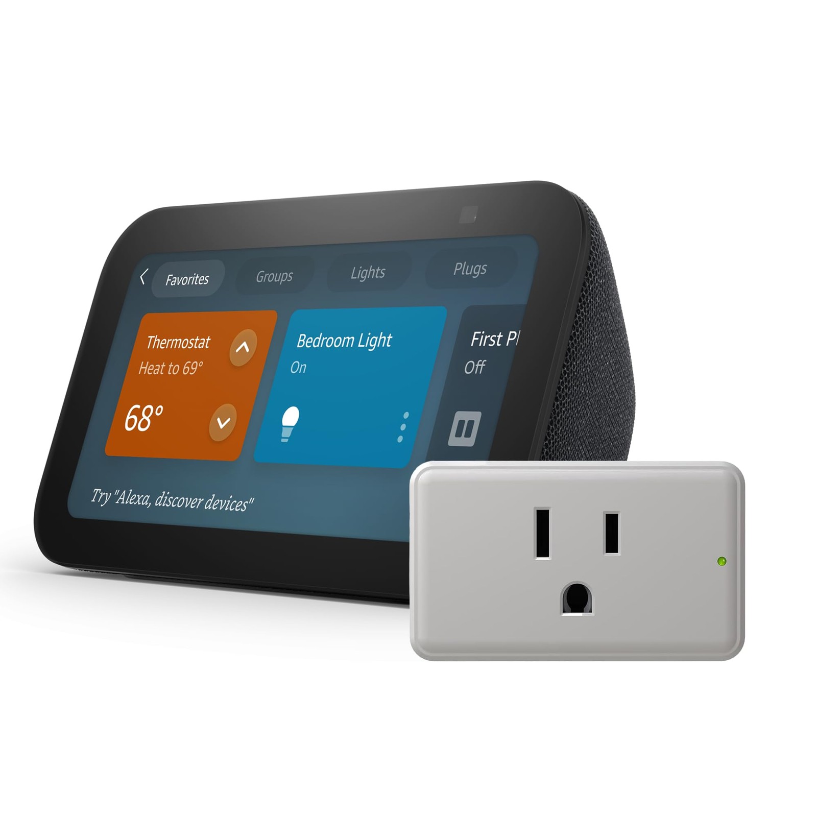Echo Show 5 with Legrand Radiant Smart Plug Charcoal