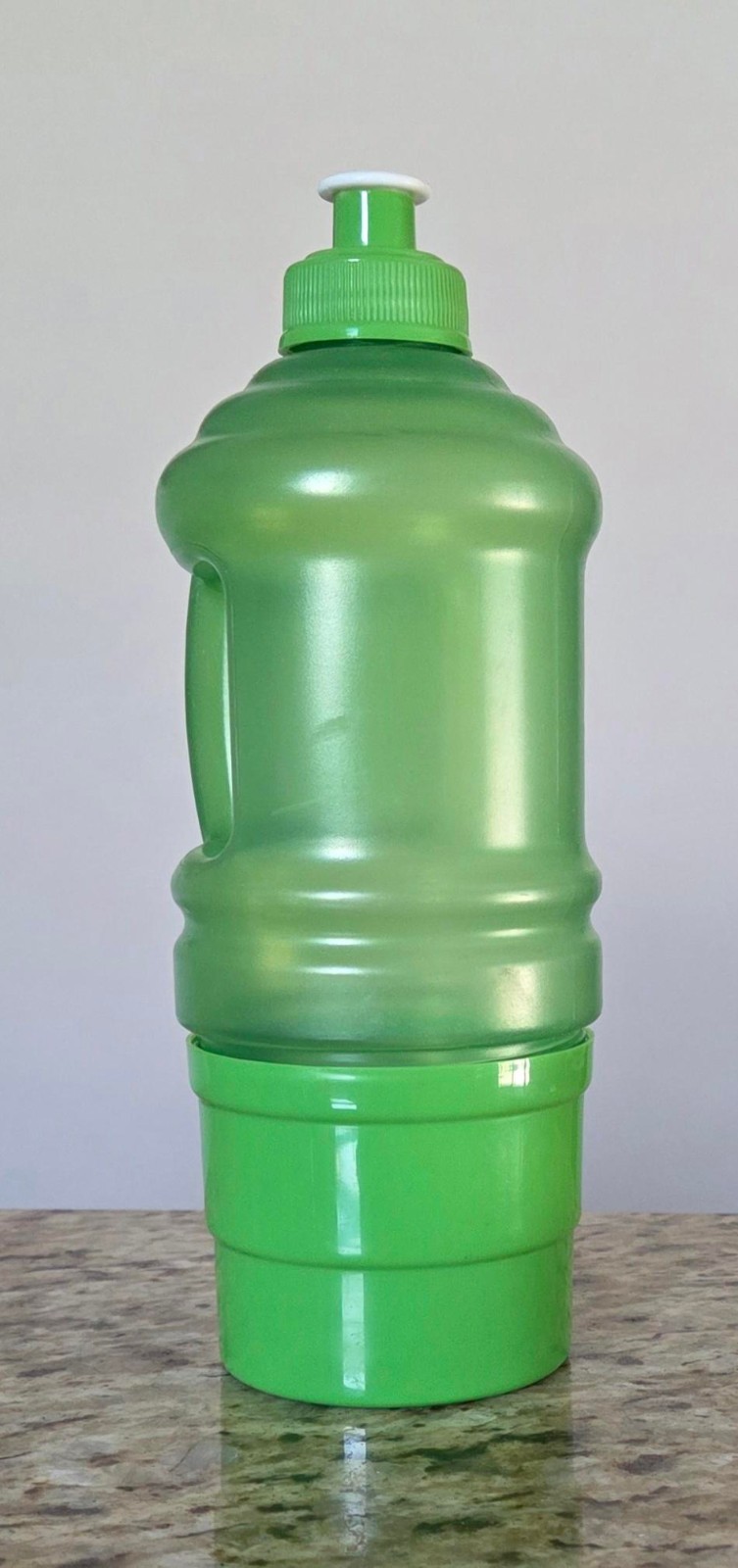 Green Water Bottle with Attached Snack Cup BPH Free