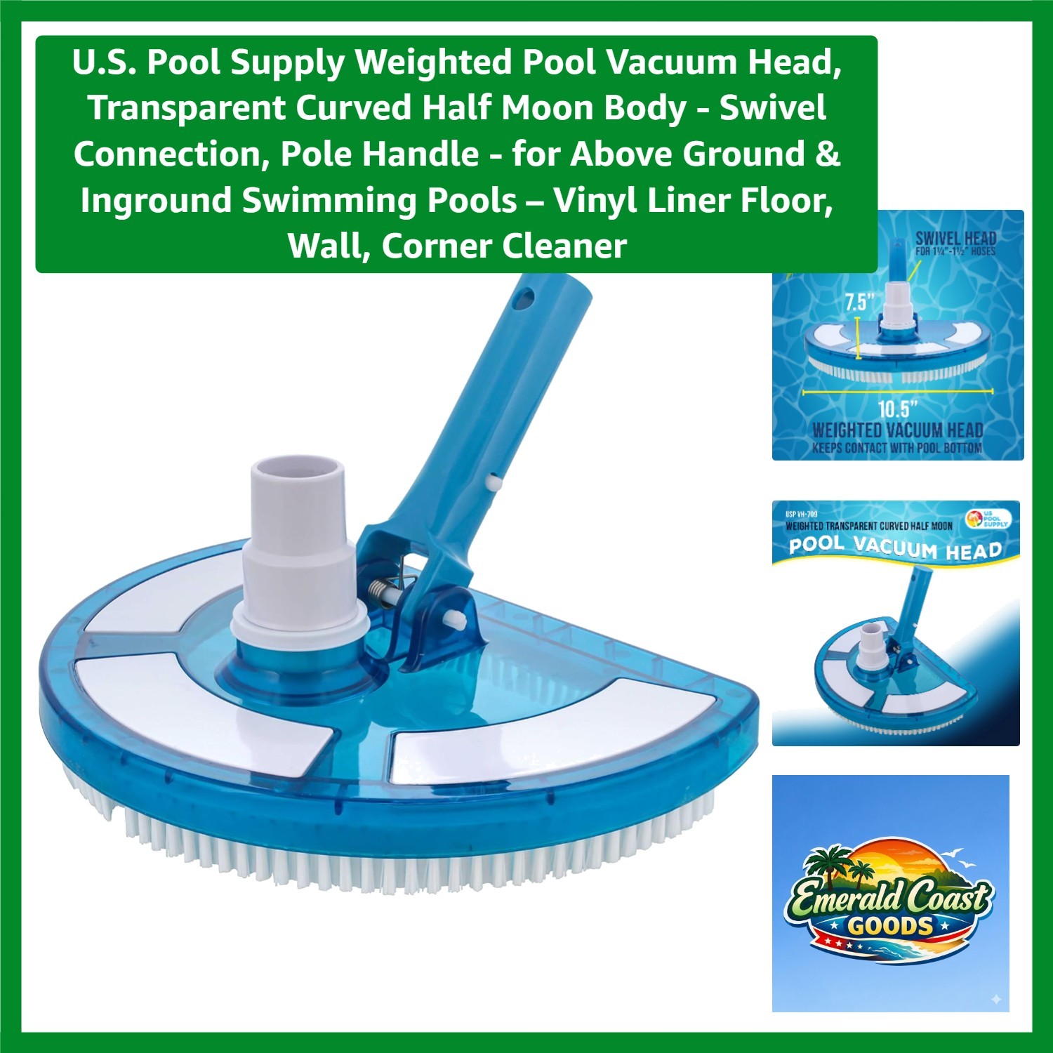 Durable Nylon Pool Vacuum Head - Ideal for Vinyl Liner Inground and Above Ground