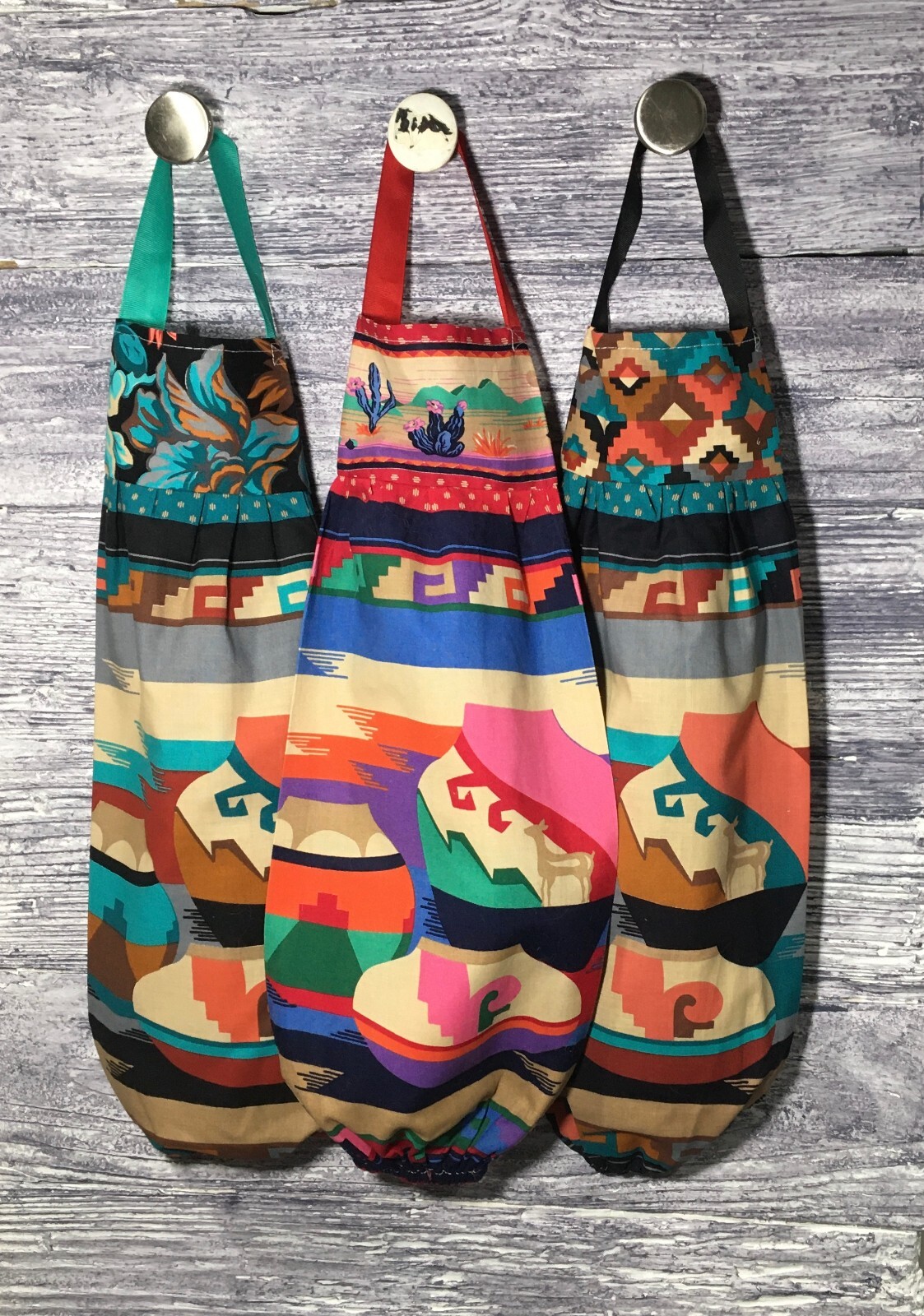Plastic Grocery Bag Rag Sock Holder Southwestern Clay Pots Pueblo Pottery Desert