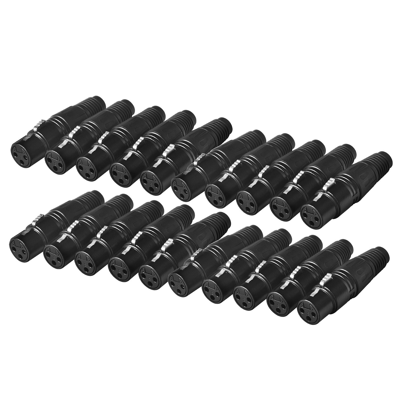 20 Pack DMX 3 Pin XLR Connectors Female Microphone Mic Cable Plug Connector Audi