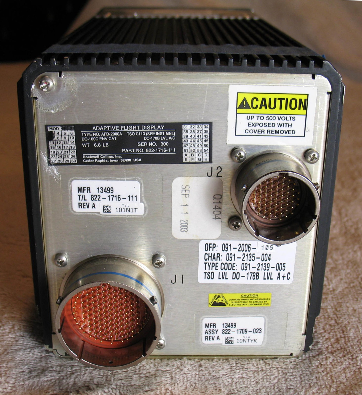 COLLINS AFD-2000A Adaptive Flight Display p/n 822-1716-111