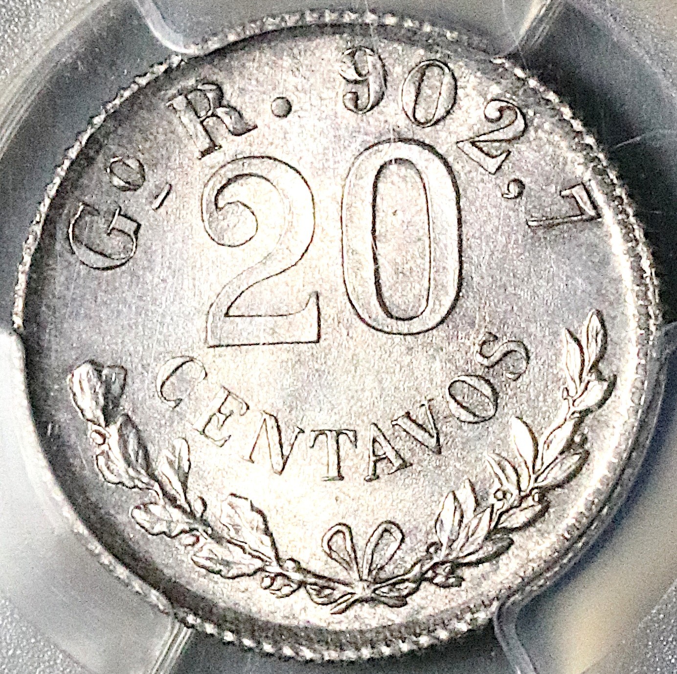 1898-Go PCGS MS 65 Mexico 20 Centavos Guanajuato Mint GEM Silver Coin (26020502C