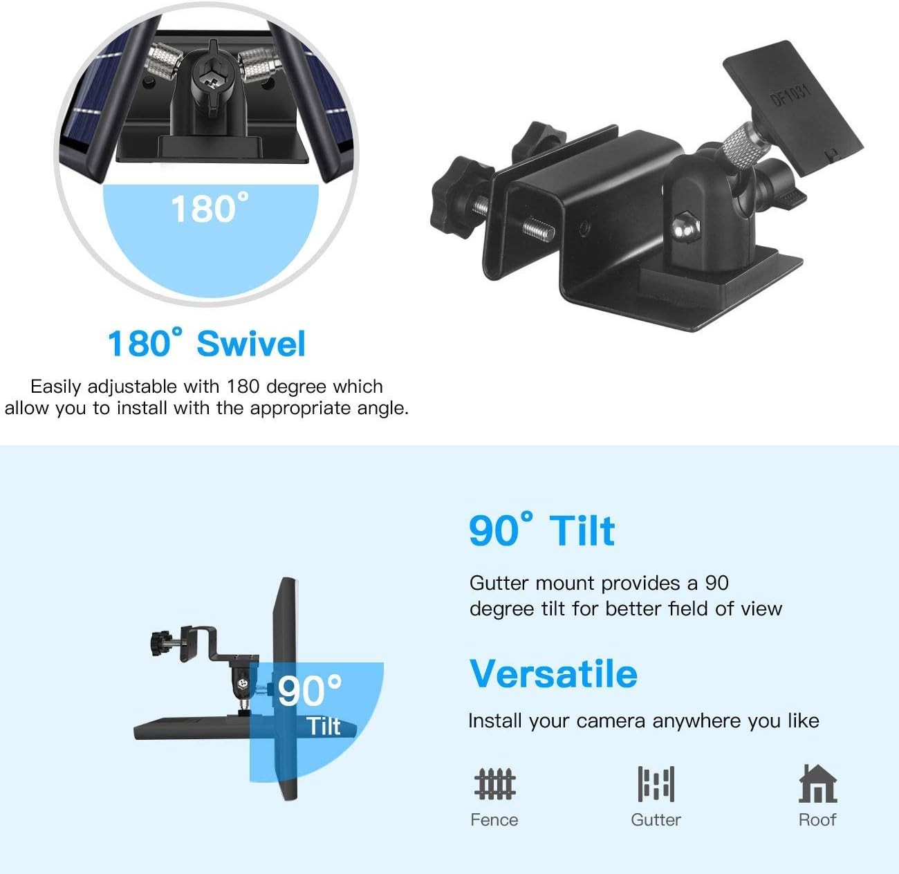 Weatherproof Gutter Mount for Ring Solar Panel - Black