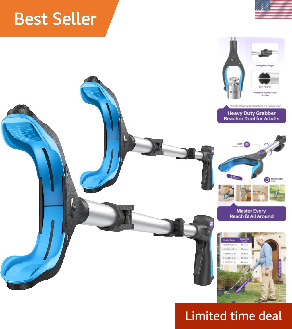 Foldable 40-Inch Reacher Grabber Tool - 360° Rotating Jaw for Convenient Lifting