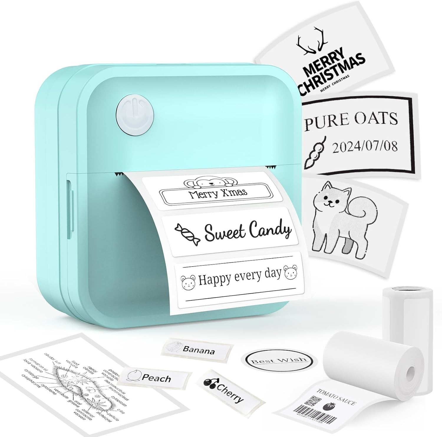Mini  Label Maker Machine with Tape, 2 Inch Bluetooth Themal Printer Inkless