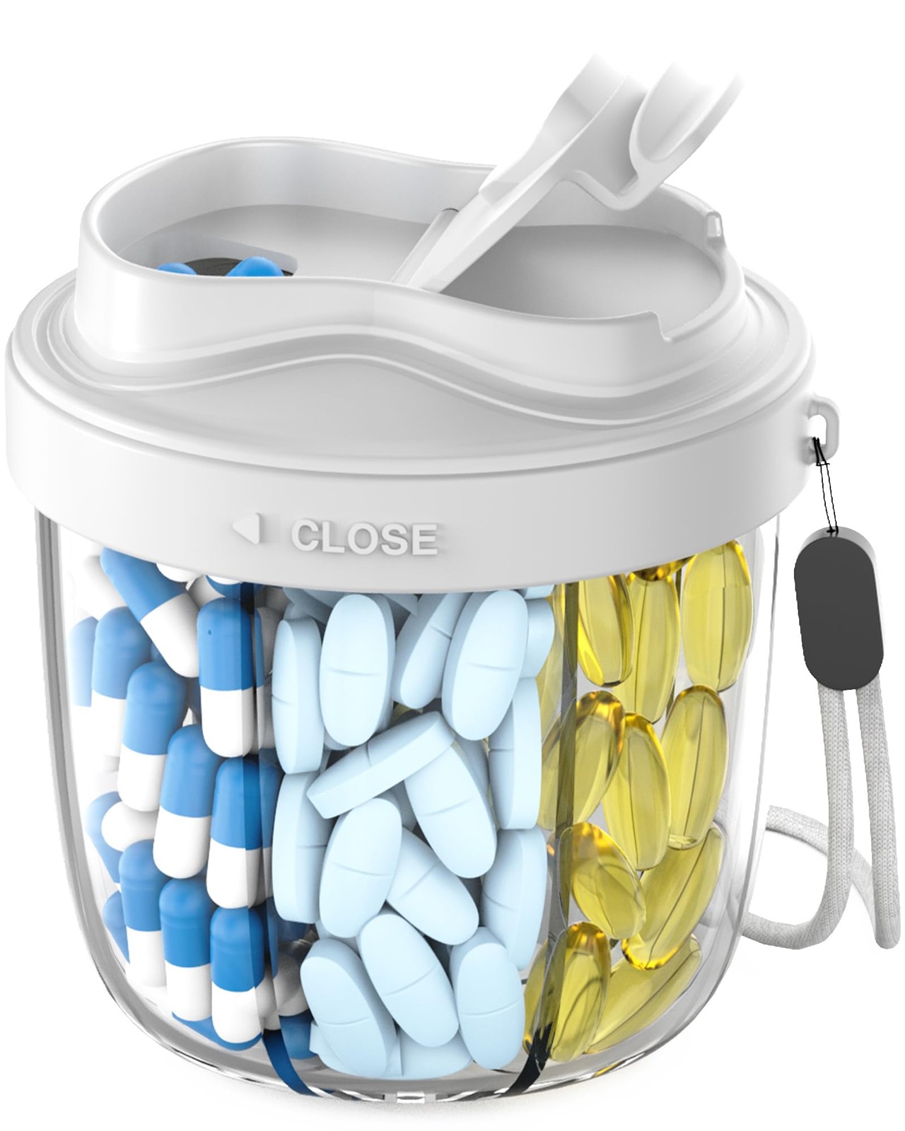 Weekly Pill Organizer 7 Large Compartments Travel Case Gray