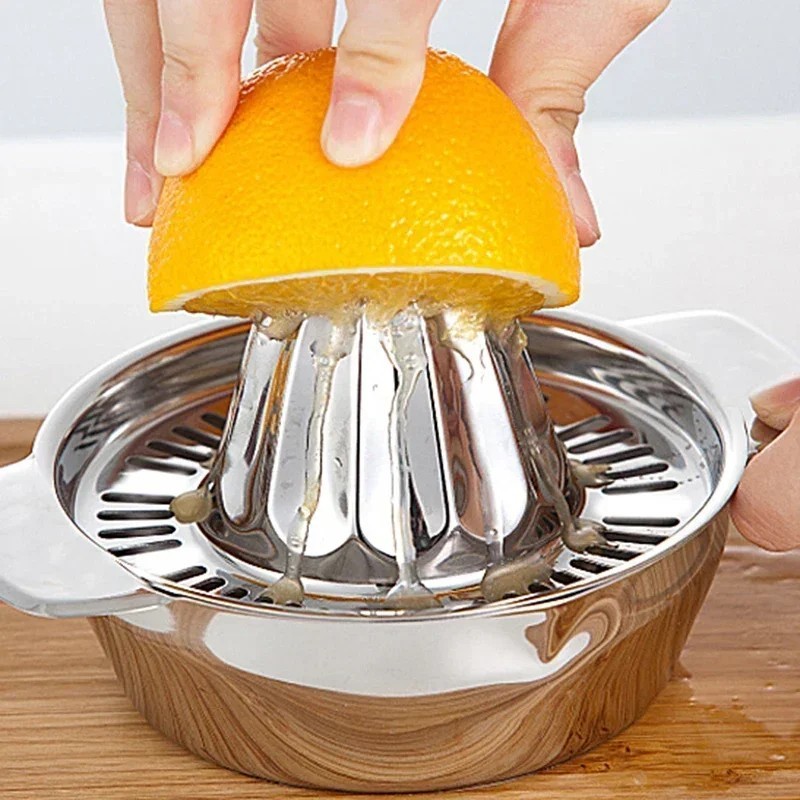 Stainless Steel Manual Citrus Juicer Lemon Squeezer Bowl Strainer Kitchen Tool