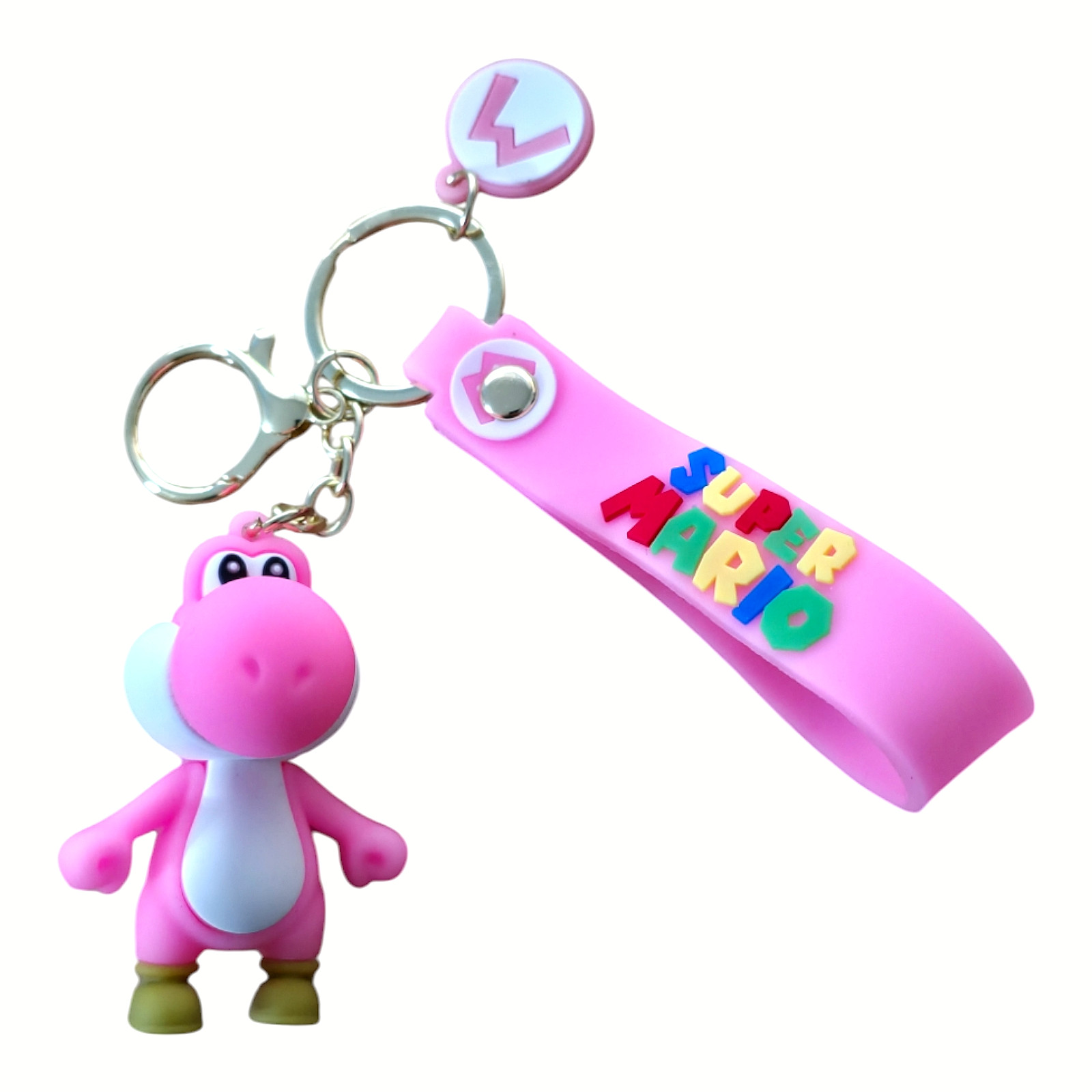 Yoshi 3D Rubber Keychain Pink Strap and Pendant Super Mario Free Shipping