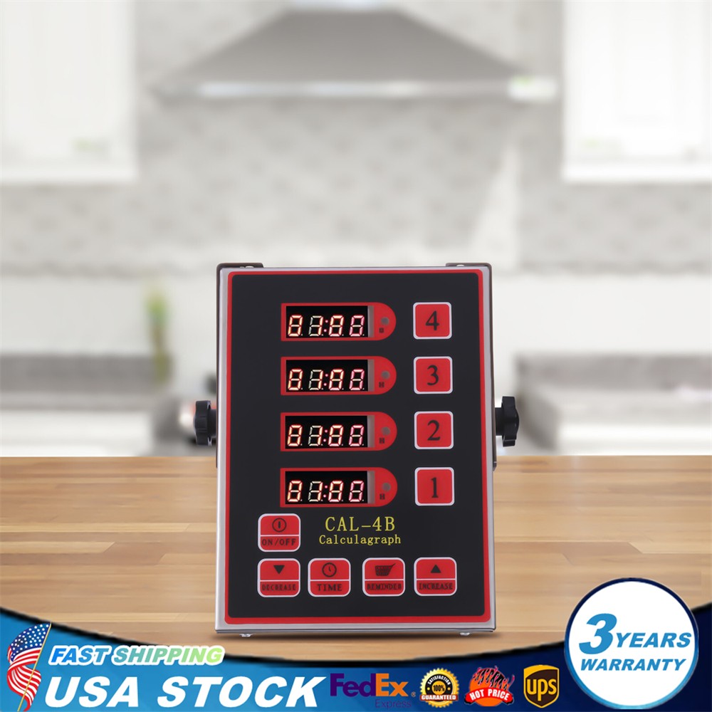 4 Channel Commercial Kitchen Timer CAL-4B Restaurant Kitchen Stainless Steel US