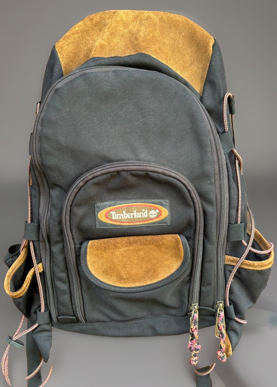 Timberland Day Pack Backpack Hiking Leather Suede Black/Brown Vintage