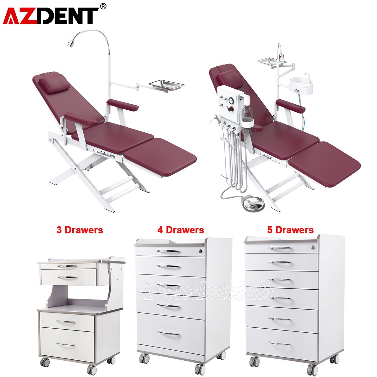 Dental Cart Medical Trolley Storage Cabinet Cart Drawers/Chair w/ Turbine Unit