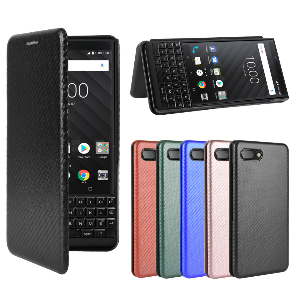 For BlackBerry Keyone /Key2 Cell Phones Case Carbon Fiber Flip Leather Card Slot