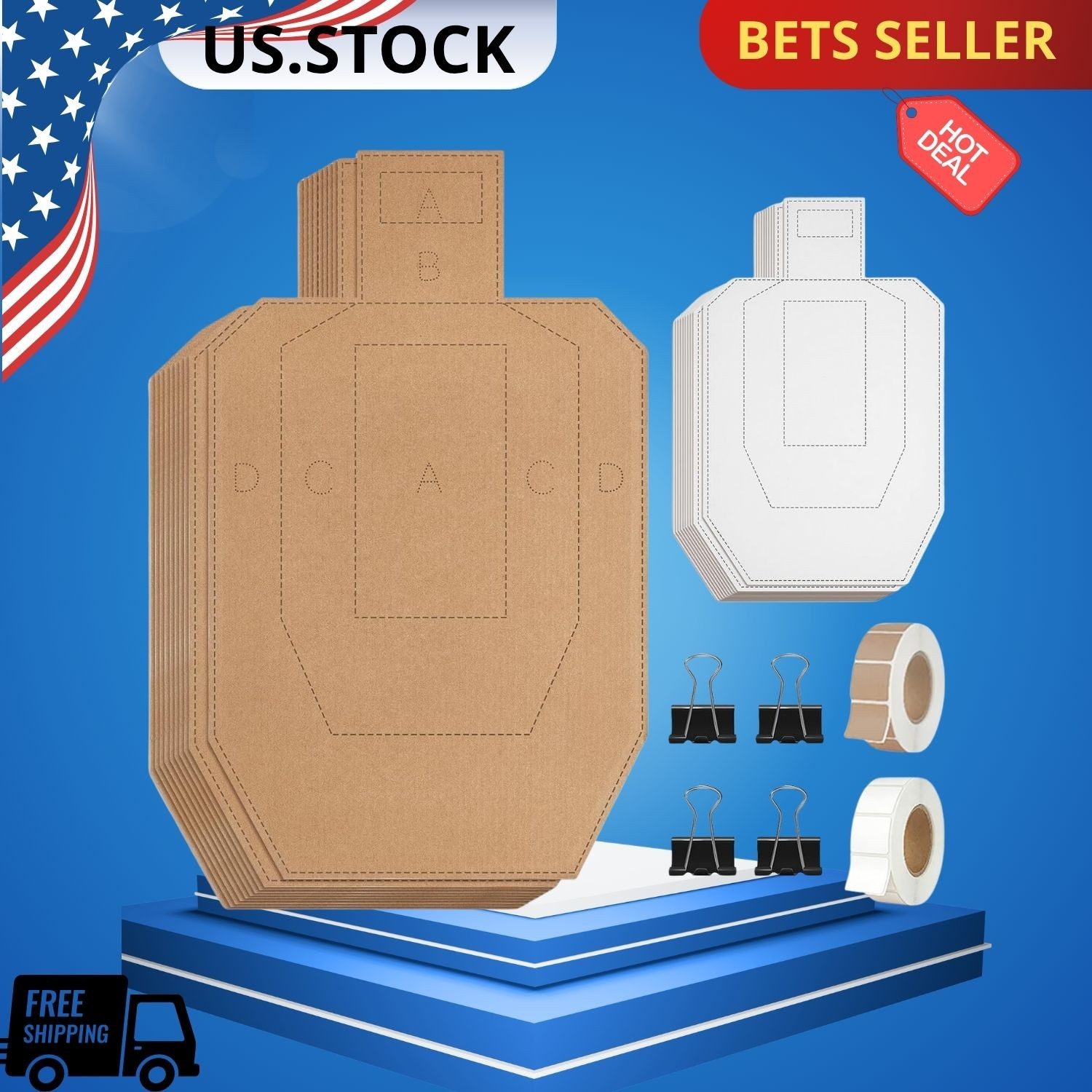 30PCS USPSA/IPSC Cardboard Shooting Targets 30x18" with 2000 Target Pasters