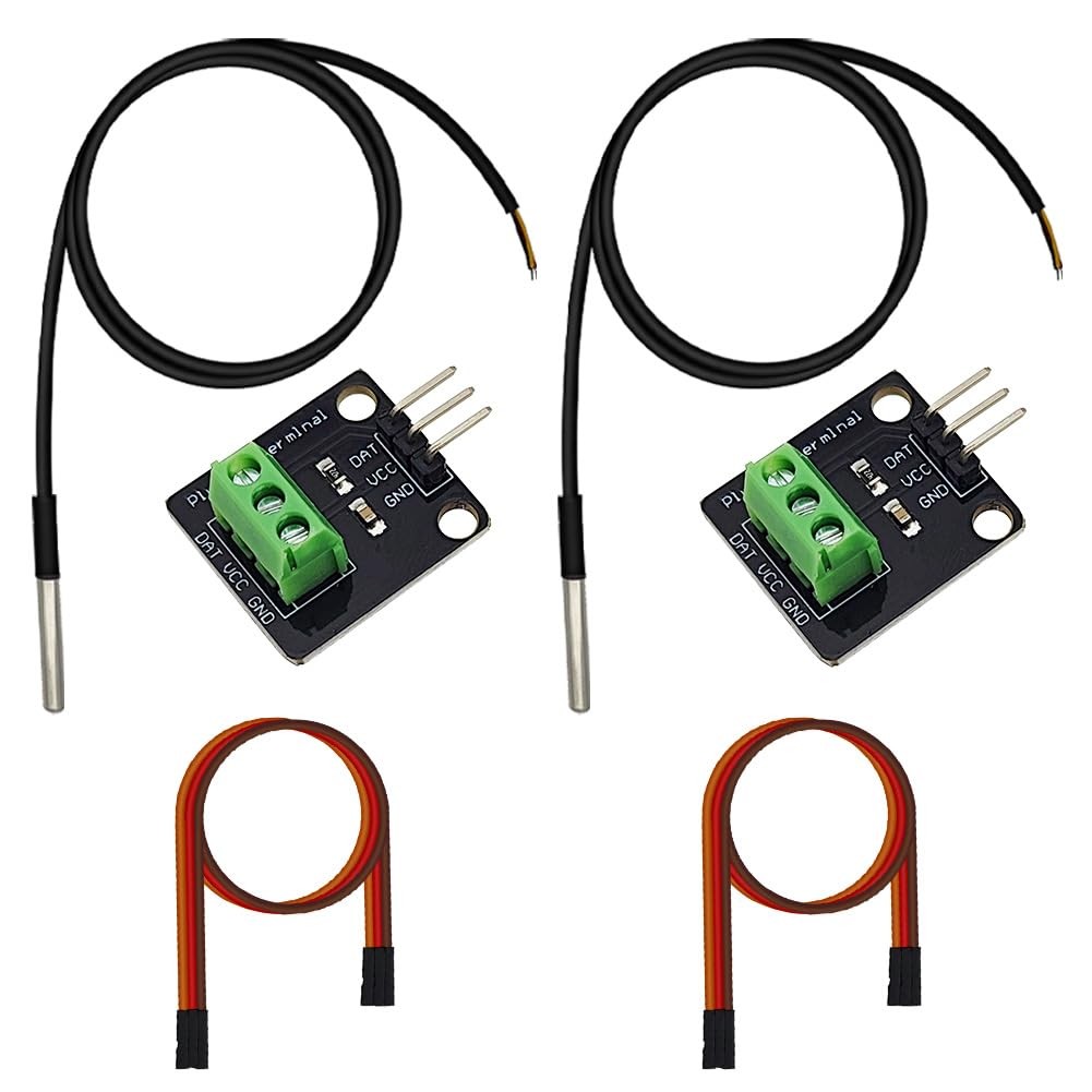 DS18B20 Temp Sensor Kit Waterproof Tube Probe Adapter Module 1 Meter 2 Sets