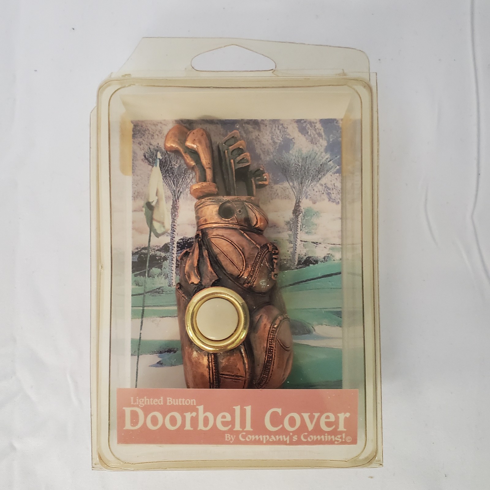 Golf Bag Doorbell Cover Bronzed Polyresin Lighted Button Company's Coming