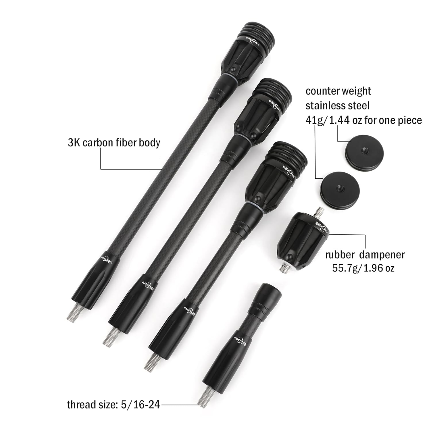 Bow Stabilizer 6" 8" 10" 12" Carbon Fiber for Compound Bow Archery Target