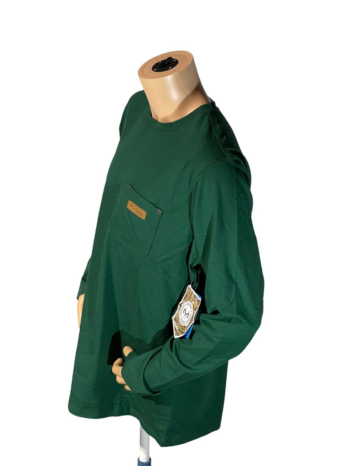 Columbia Roughtail Work LS Pocket Tee size Large Green Mens New