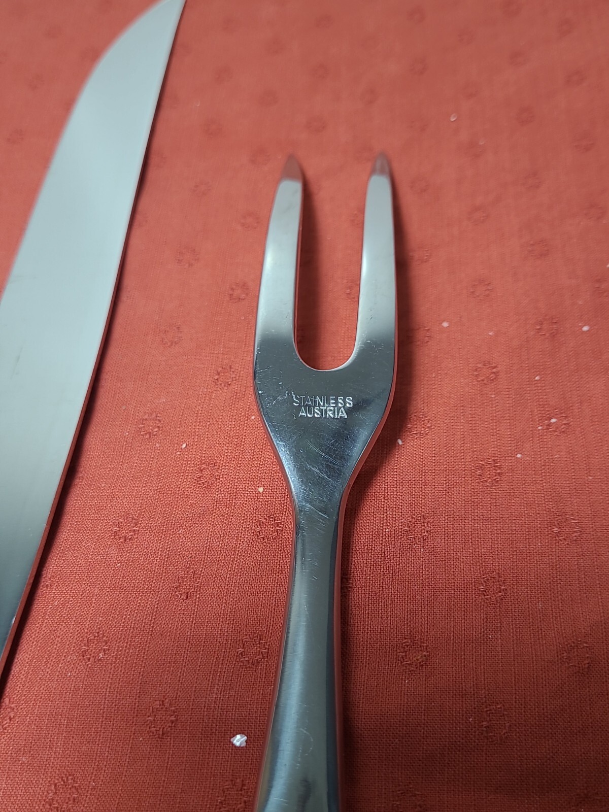 Vintage 3pc. Stainless Austria Carving Knife Fork Set With Case