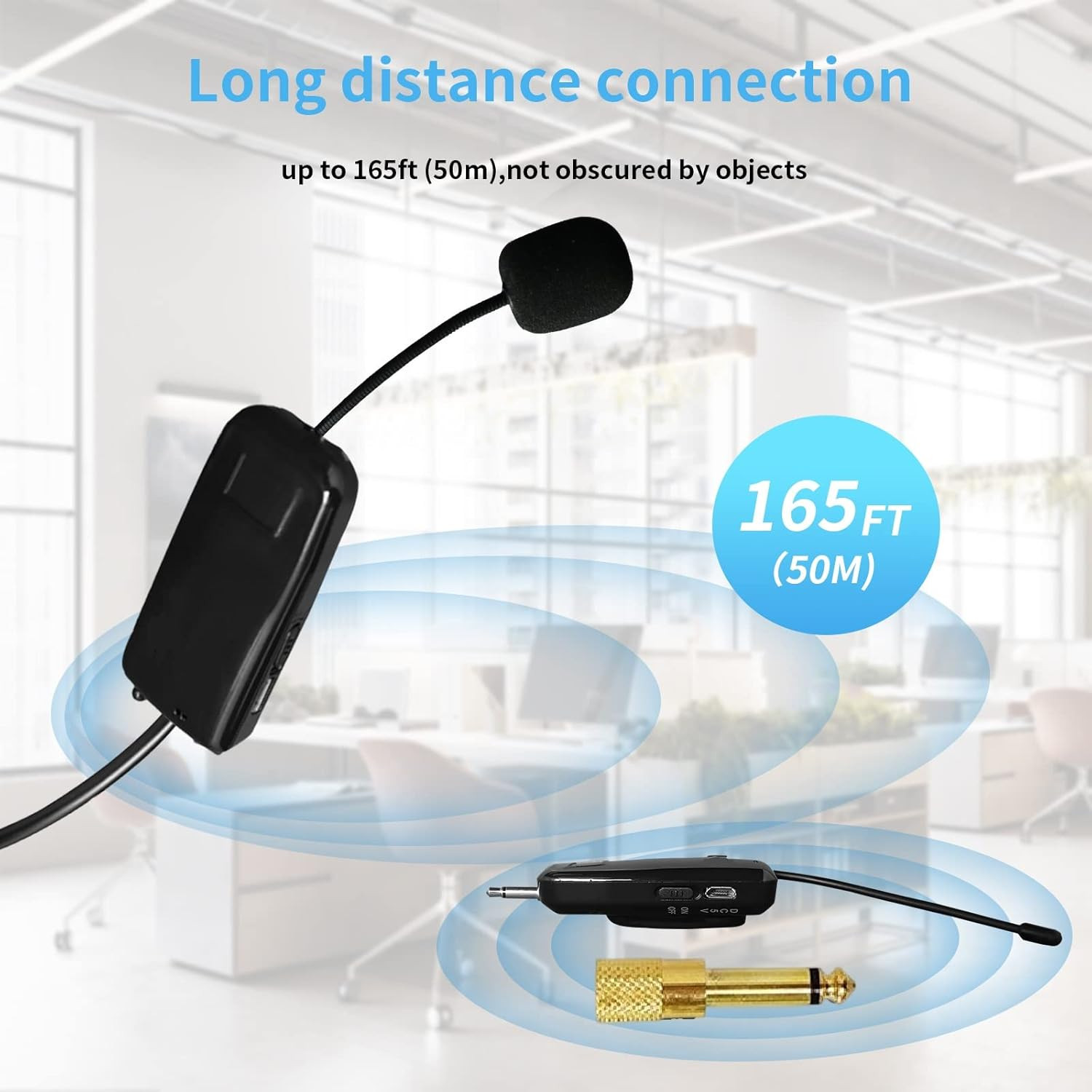 2.4G Wireless Microphone System for Two People, 165 Ft Long Range, Stable Transm