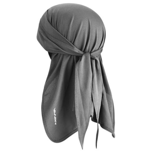 Bandanas Skull Caps for Men, Do Rag Women Breathable Helmet Liner, 3 in 1 Gray