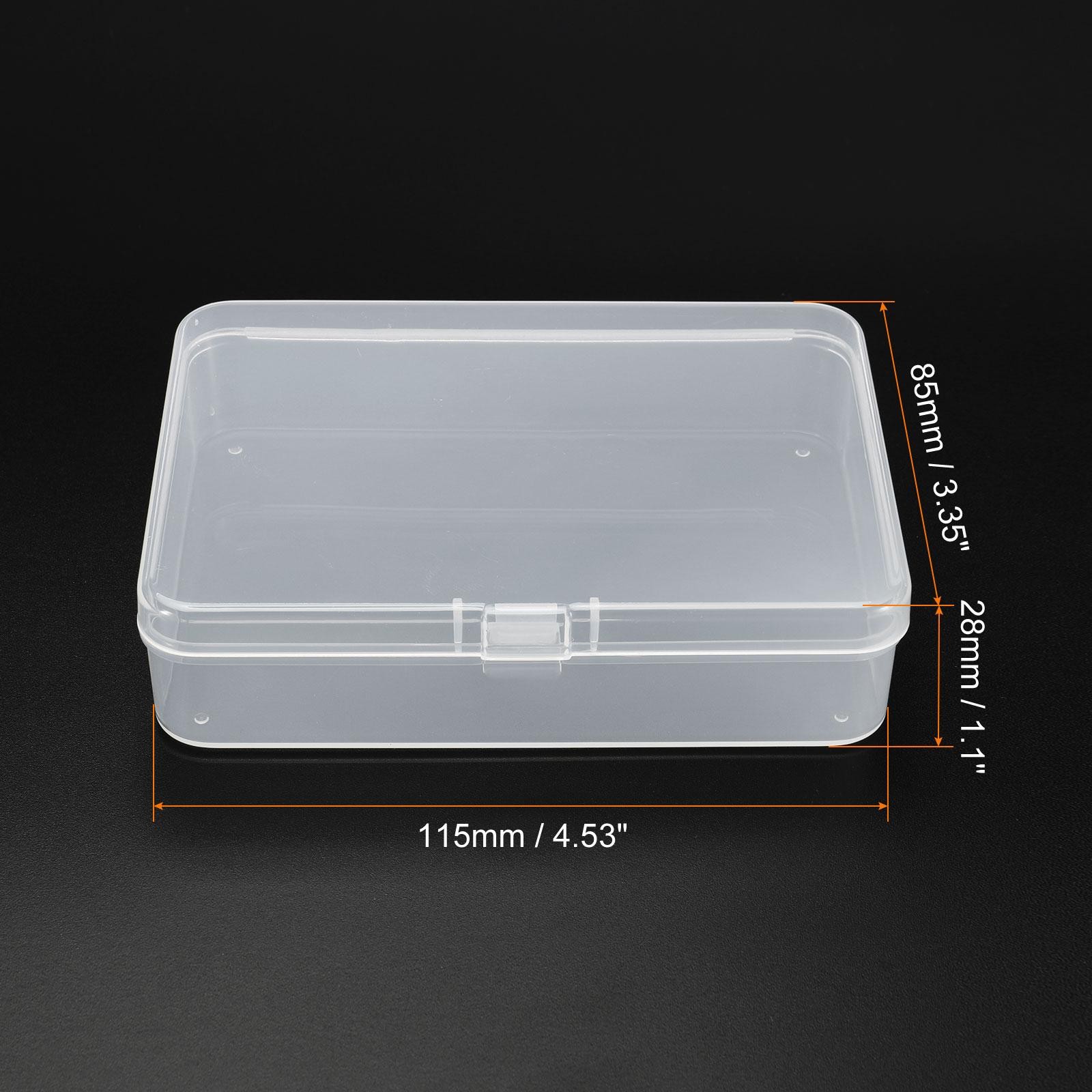 4pcs Clear Storage Container w Hinged Lid 115x85x28mm Plastic Rectangular Box